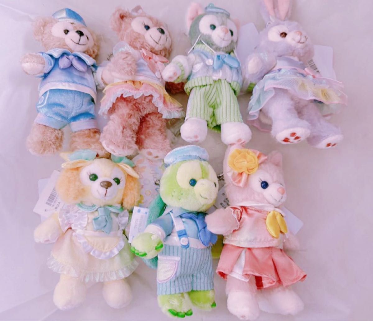 7個フルセット-ディズニーシーカラフルハピネス 20周年 ぬいぐるみ