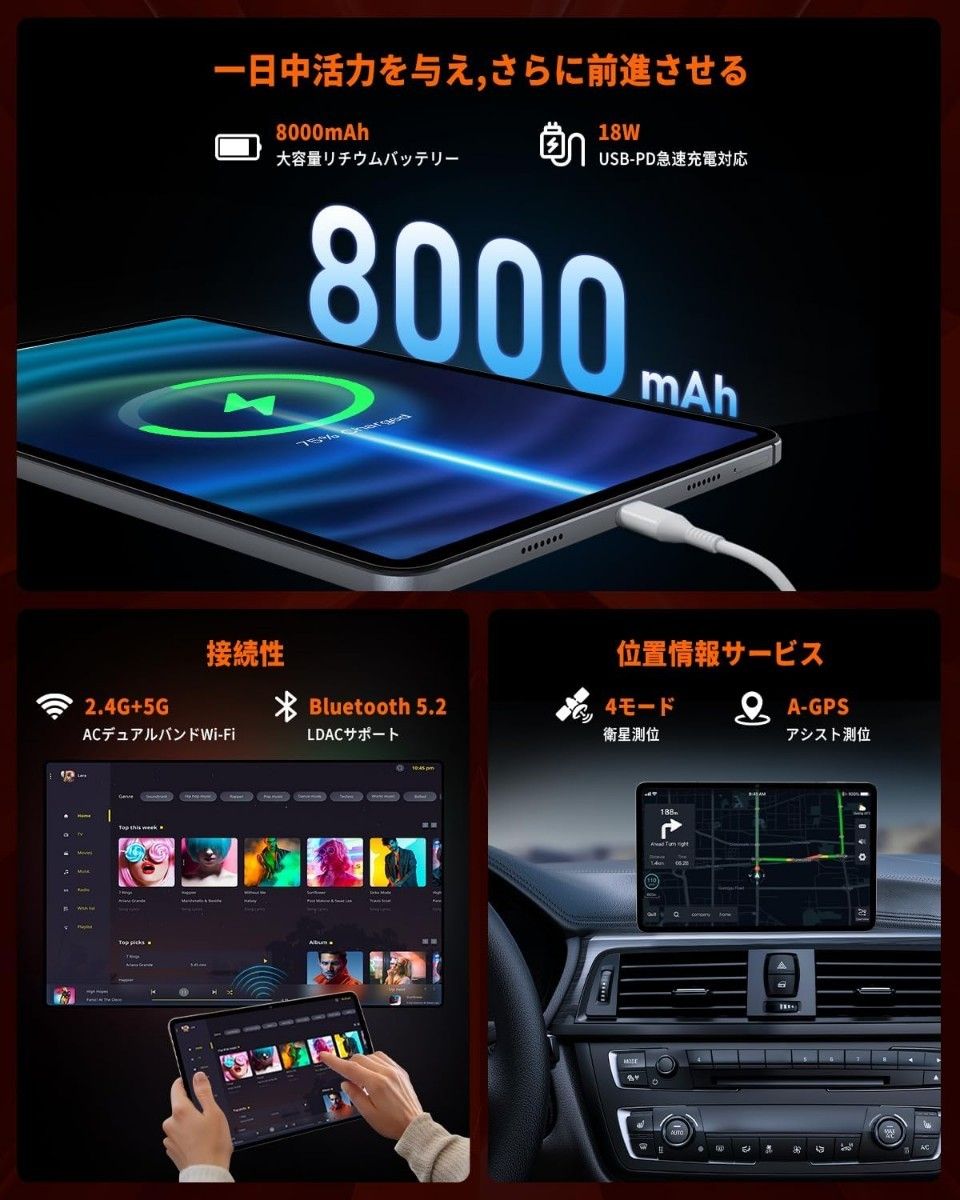 Hitabt P30A Android14 タブレット 20GB(6GB+14GB拡張)+128GB Helio