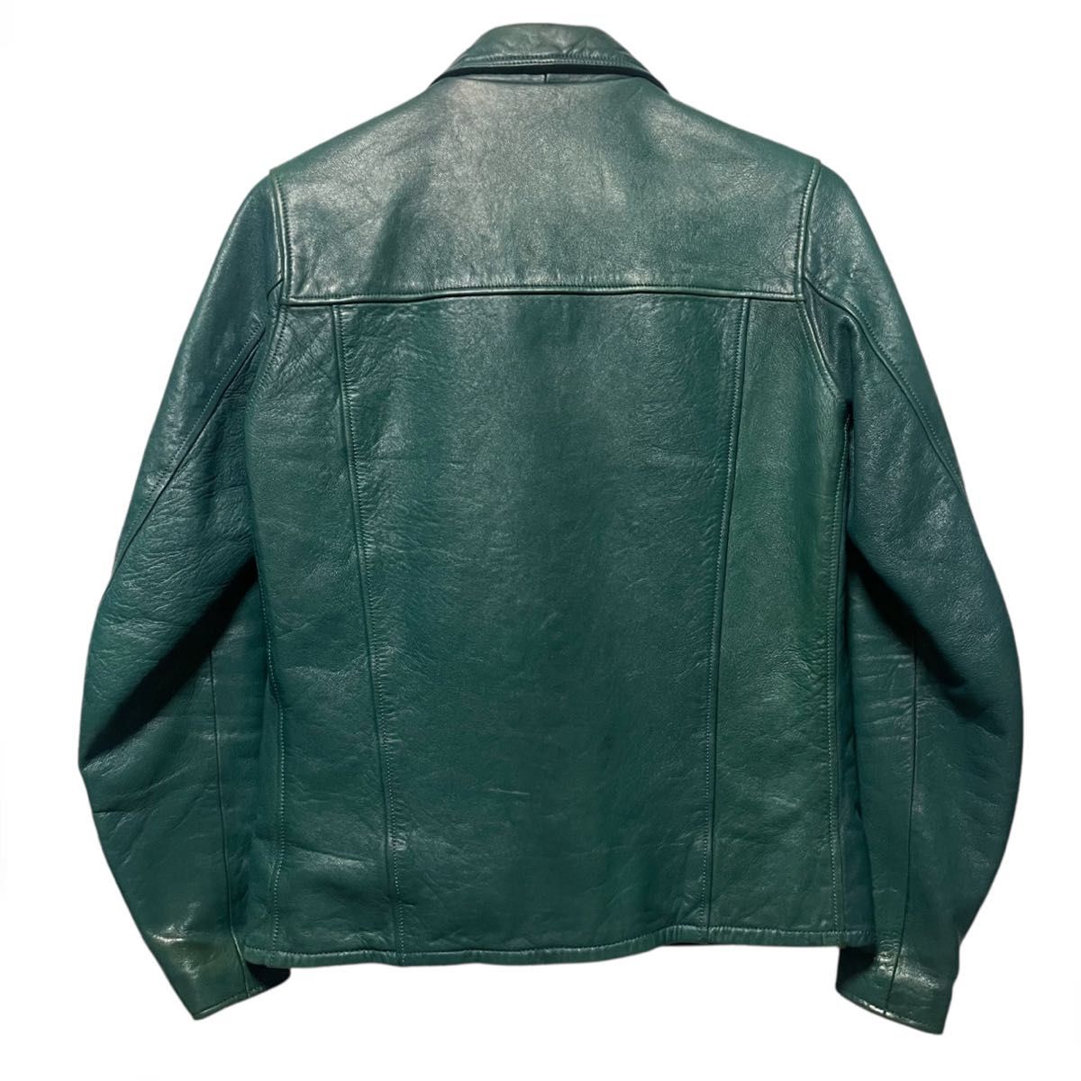 ヒステリックグラマー シングルライダースジャケット グリーン S 羊