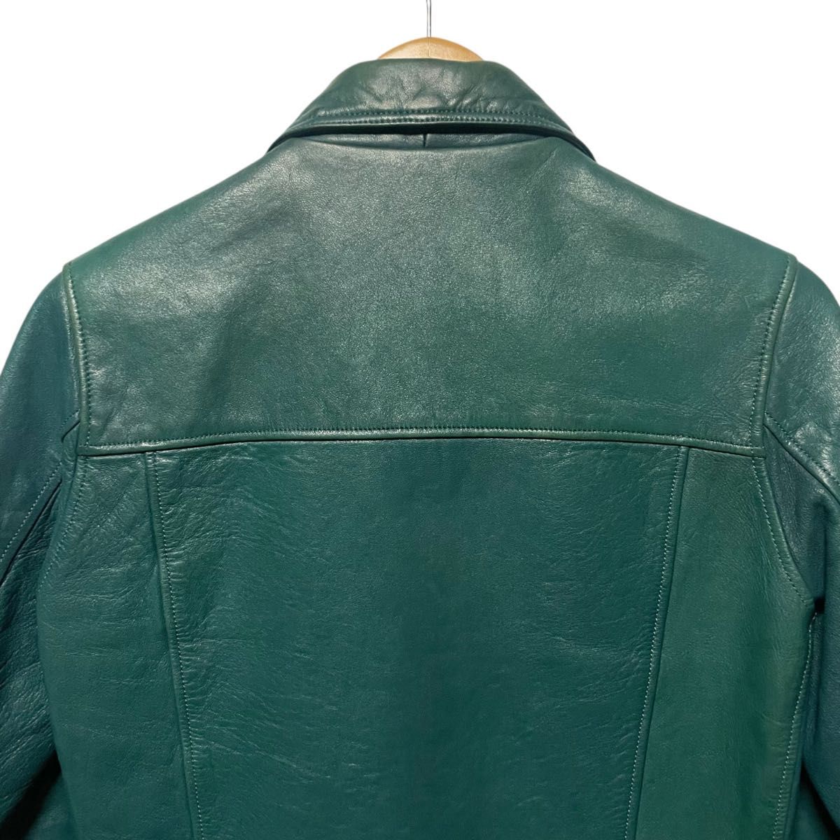 ヒステリックグラマー シングルライダースジャケット グリーン S 羊