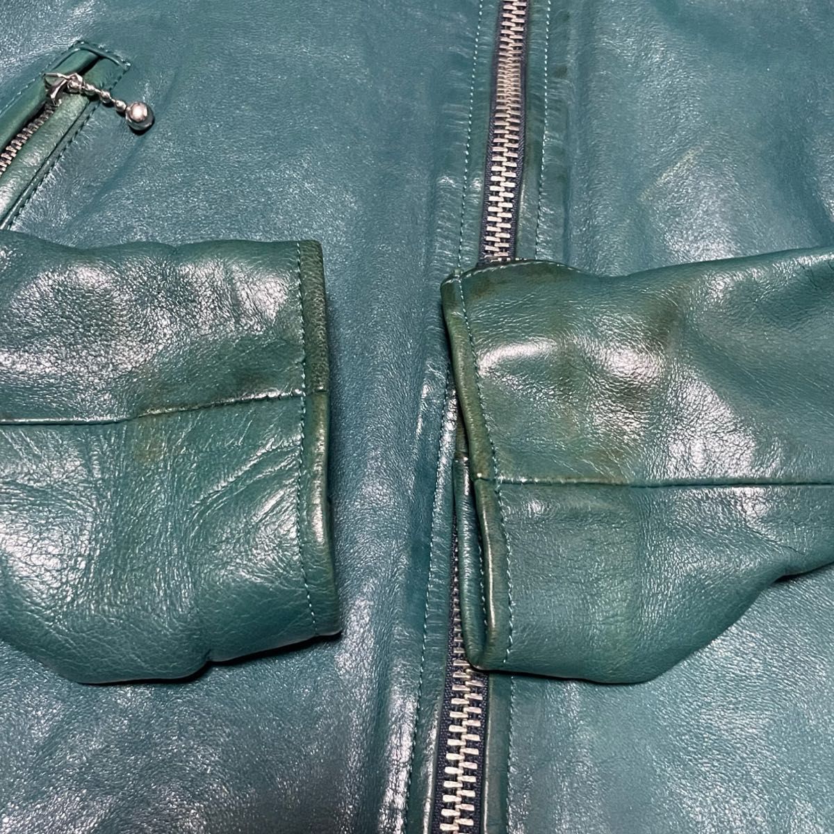 ヒステリックグラマー シングルライダースジャケット グリーン S 羊