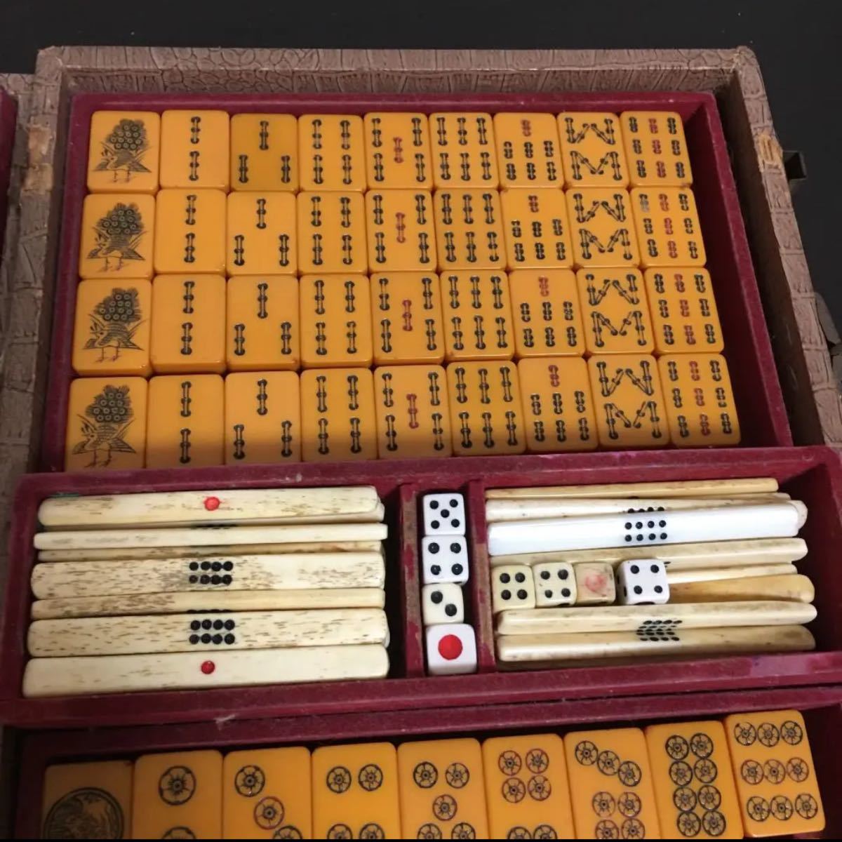 昭和レトロ 麻雀牌 竹牌 黄牌 木箱｜Yahoo!フリマ（旧PayPayフリマ）
