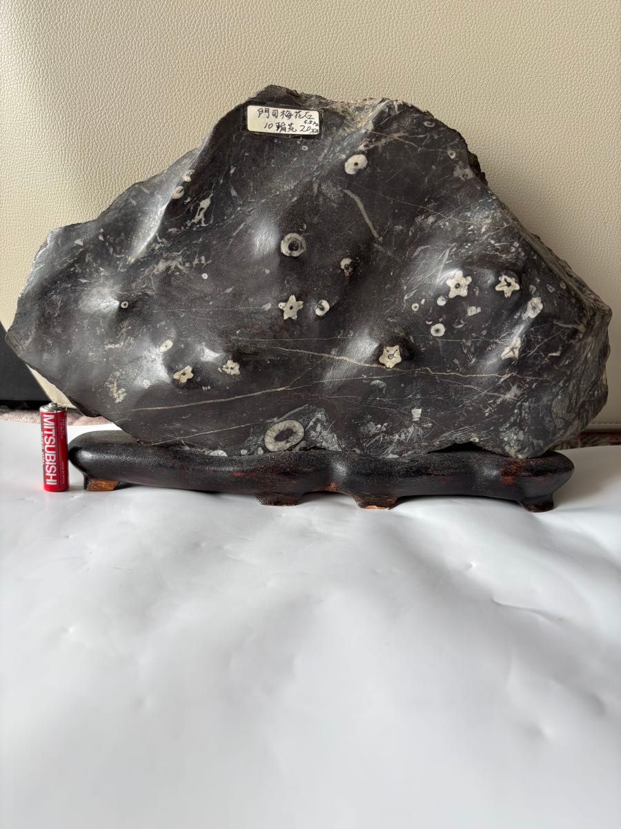 梅花石 鑑賞石 置物 天然石 台座付き 珍しい模様 現在では入手困難な