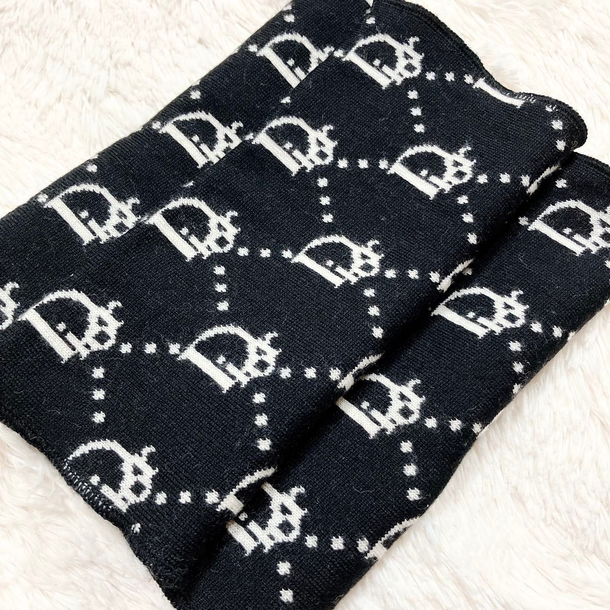 ディオール dior トロッター ウール マフラー ブラック Y689 ストール