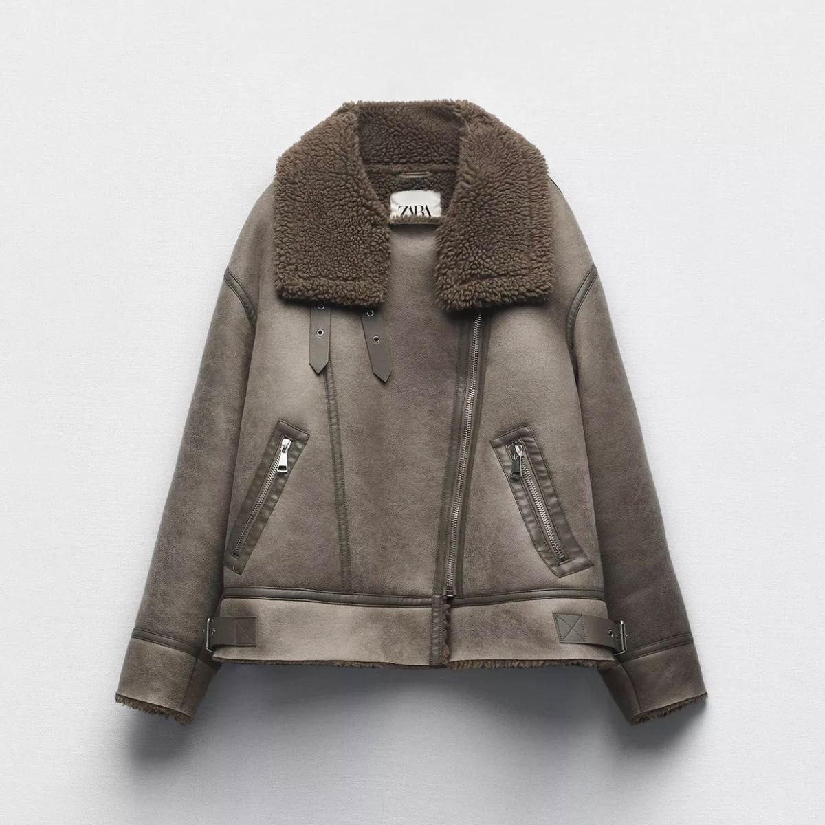 ZARA ザラ フェイクムートンジャケット B-3 ボアブルゾン レディース