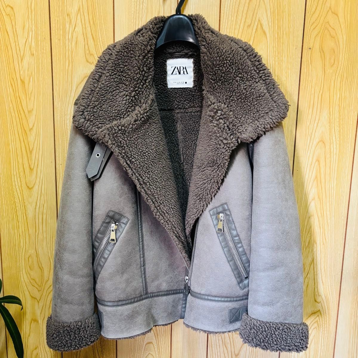 ZARA ザラ フェイクムートンジャケット B-3 ボアブルゾン レディース