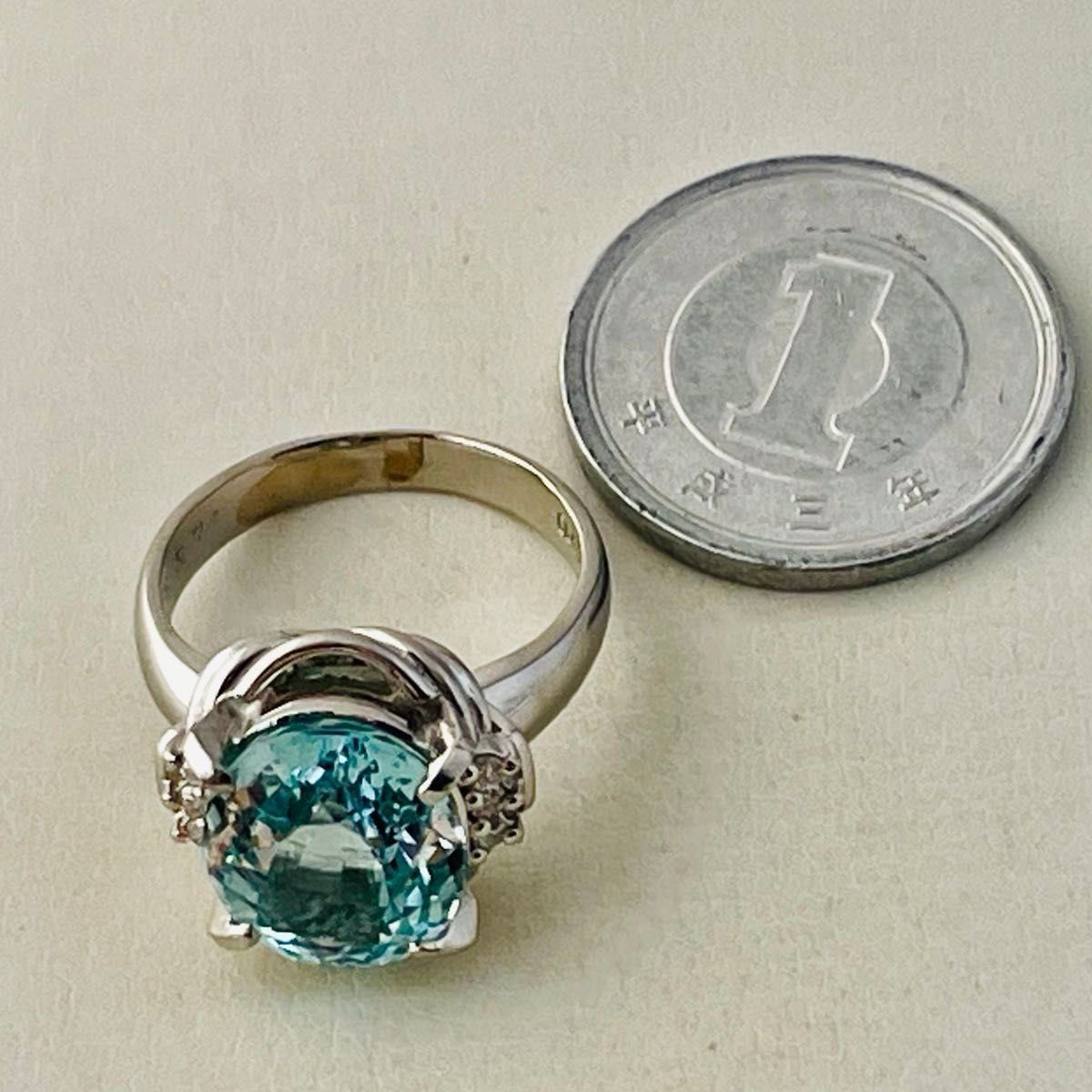 pt900 アクアマリン(ダイヤ入り)指輪No メリ 1266｜Yahoo!フリマ（旧