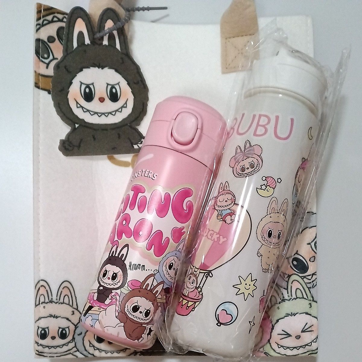 ラブブ グッズ ステンレスボトル 水筒 タンブラー フェルトバッグ