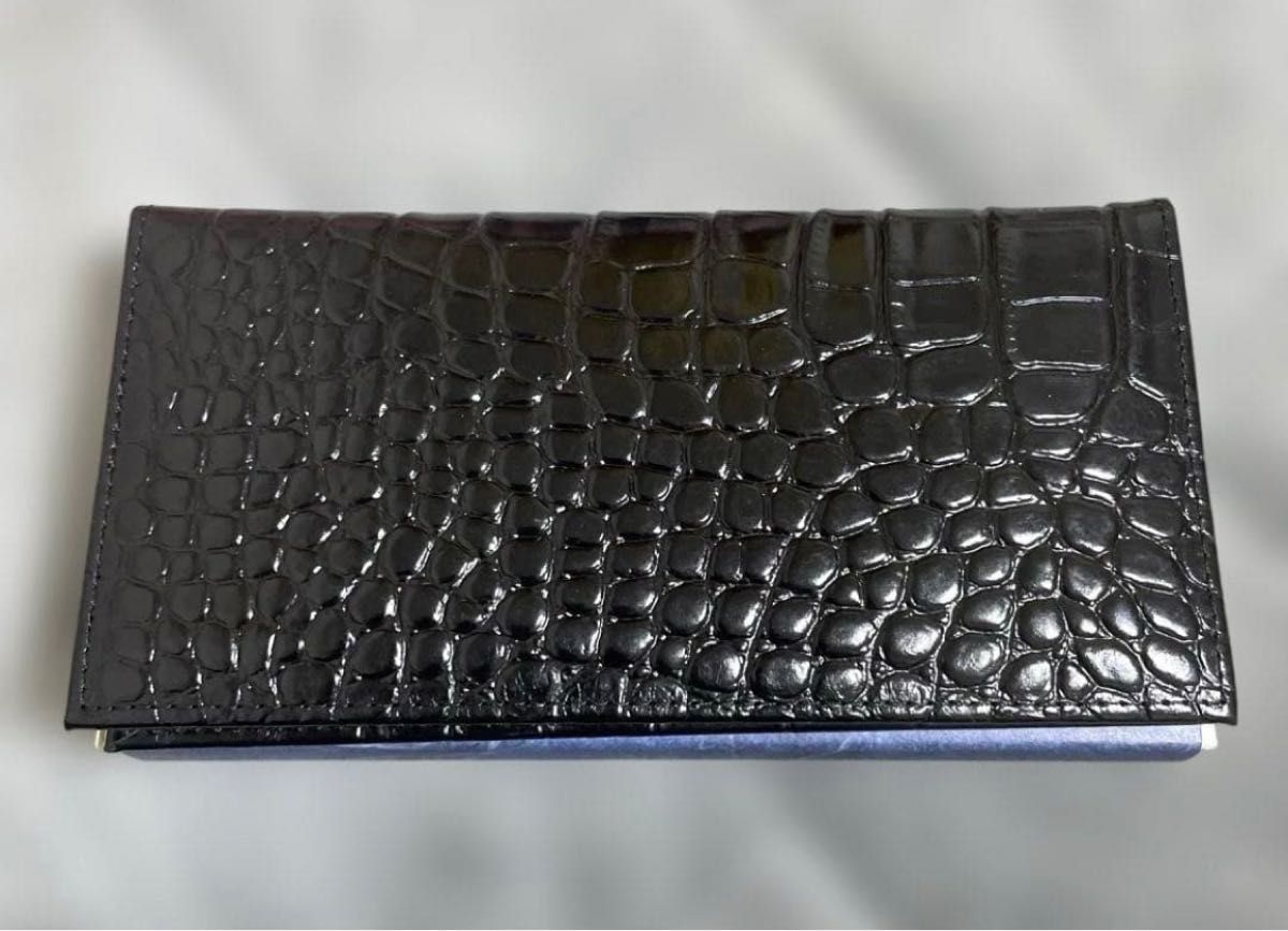 新品未使用/箱付き】皇居限定 新デザイン クロコ型押しブラック長財布