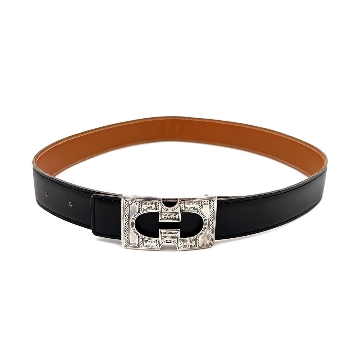HERMES エルメス トゥアレグ レザー リバーシブル ベルト ブラック