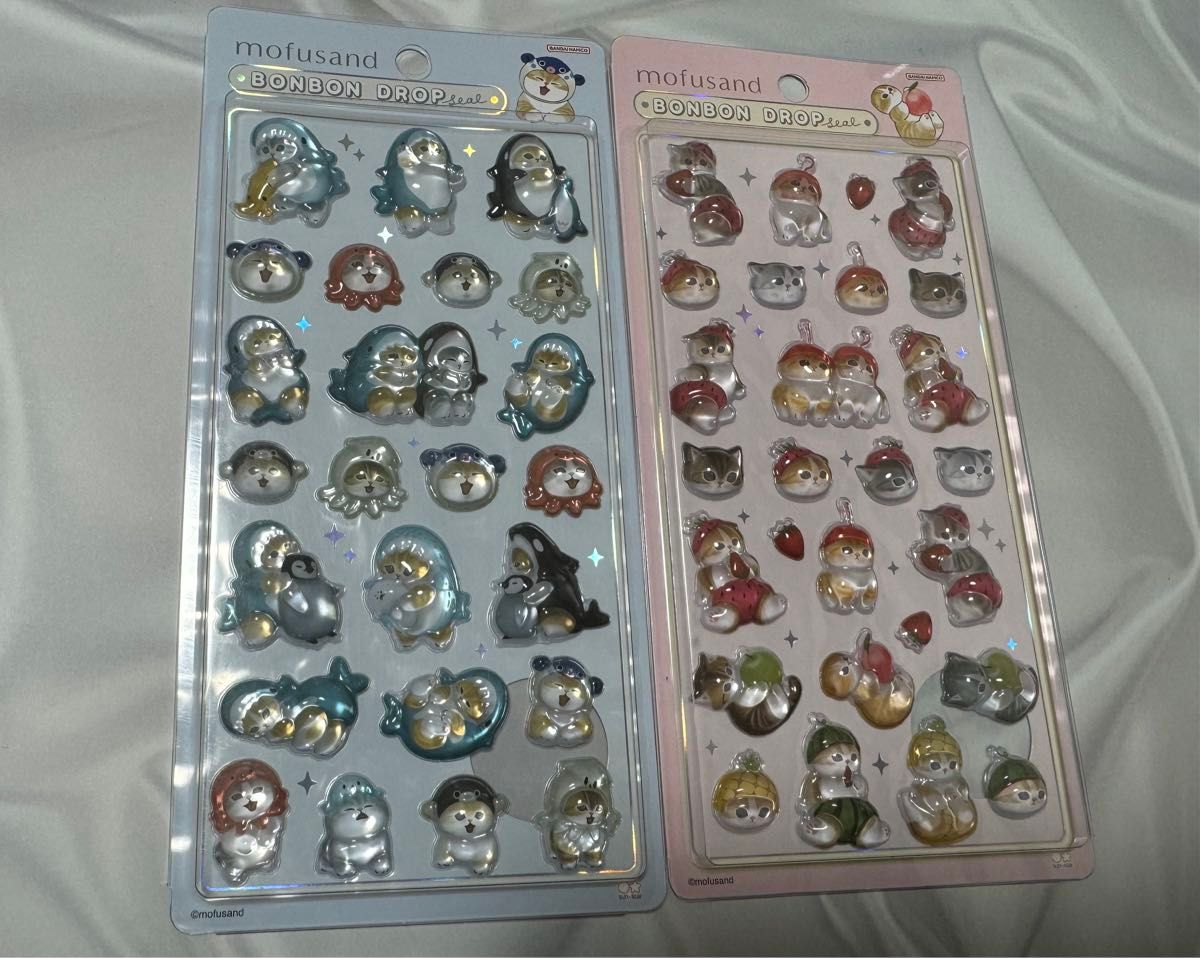 mofusand ボンボンドロップシール 2種セット サメにゃん いちごにゃん