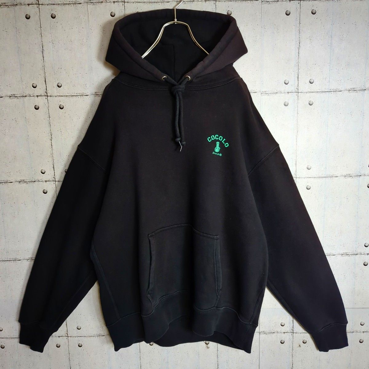 ココロブランド バックプリント 緑炎ビッグロゴ スウェットパーカー 即