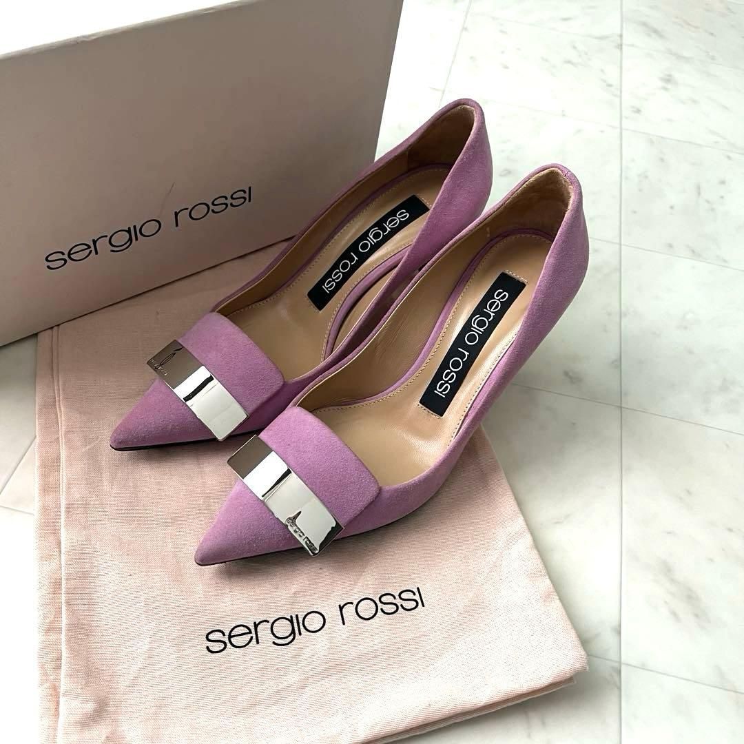 現行美品セルジオロッシ sr1 スウェード パンプス ローヒール 22 5