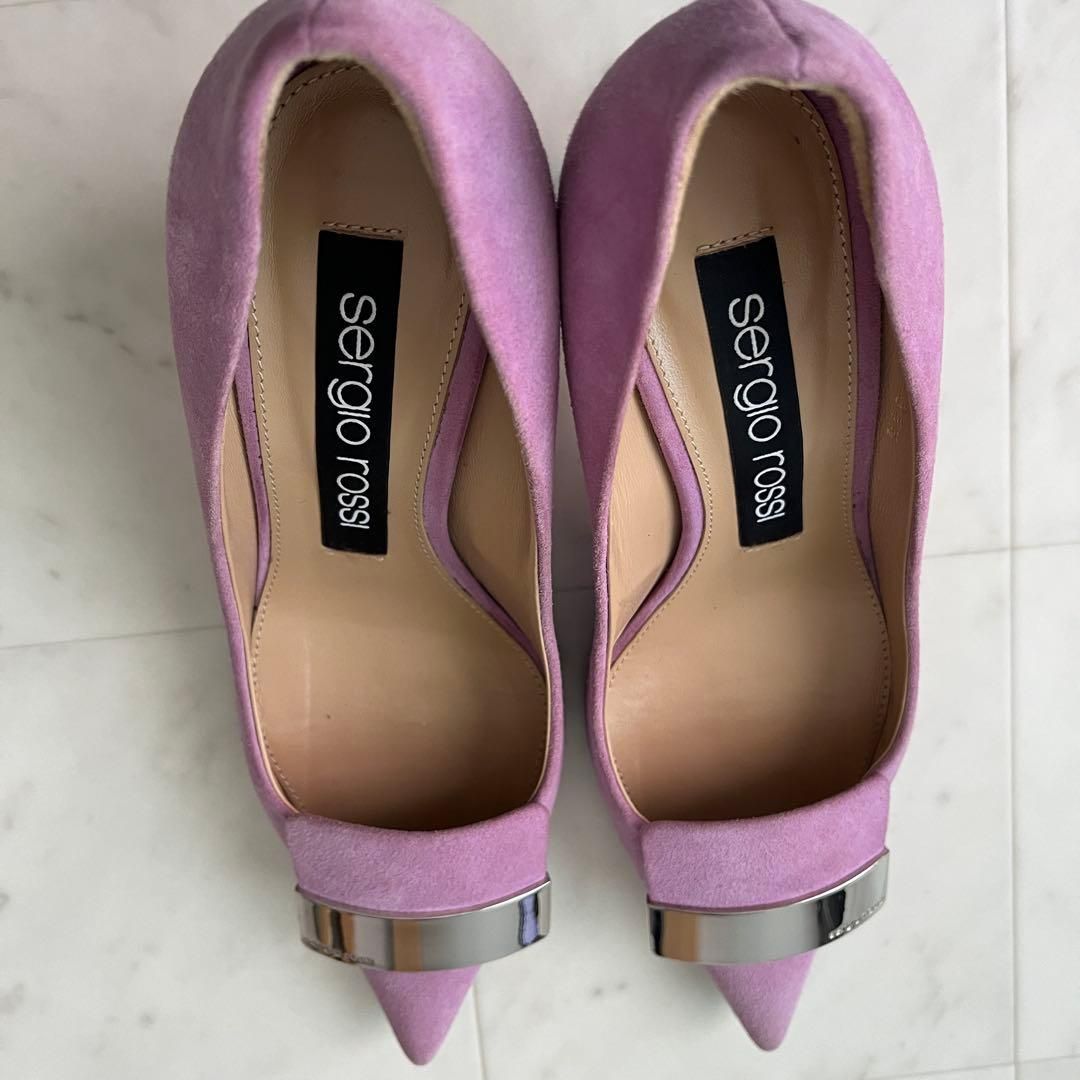 現行美品セルジオロッシ sr1 スウェード パンプス ローヒール 22 5