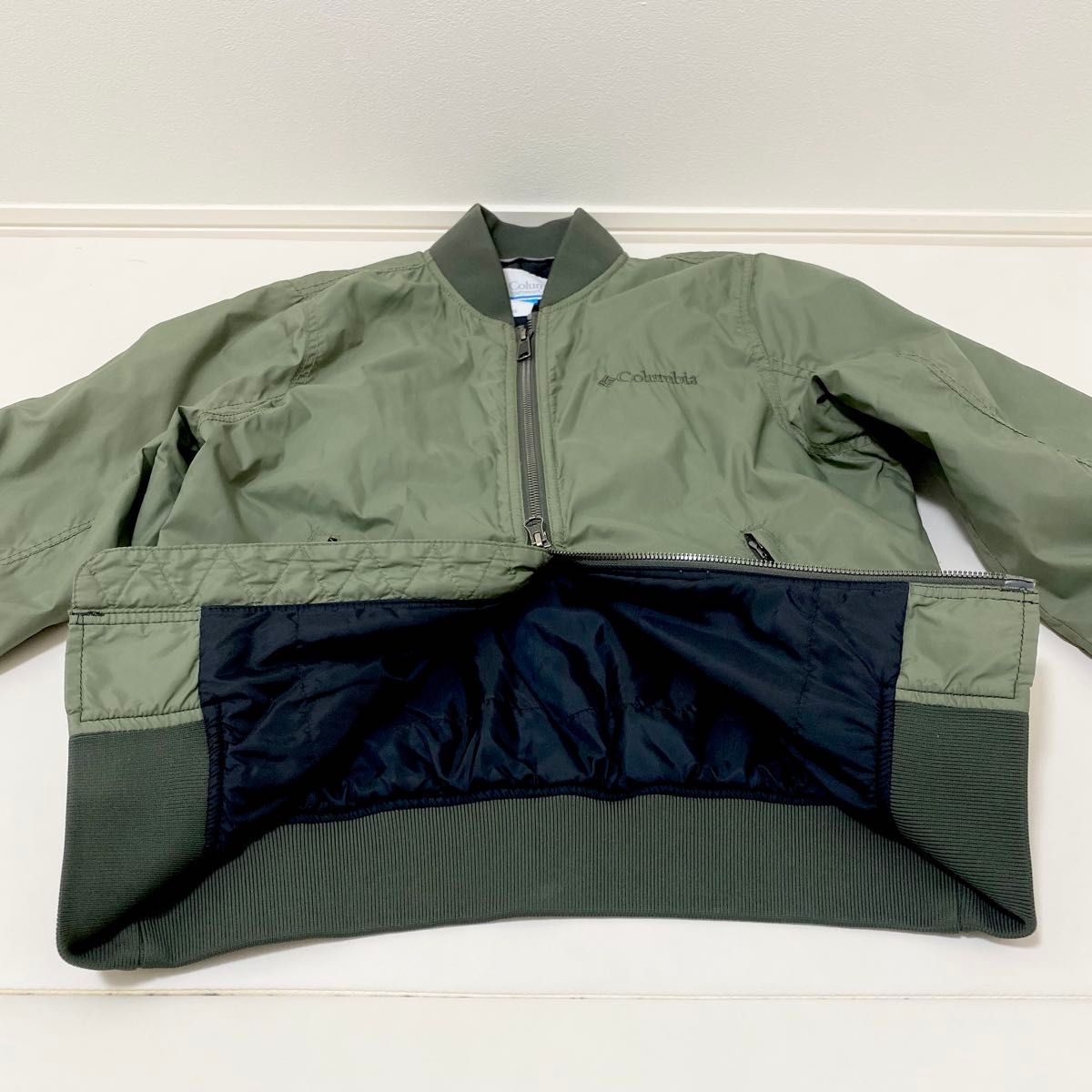 コロンビア MA1 ブルゾン オリーブ カーキ ノーカラー XS オムニ