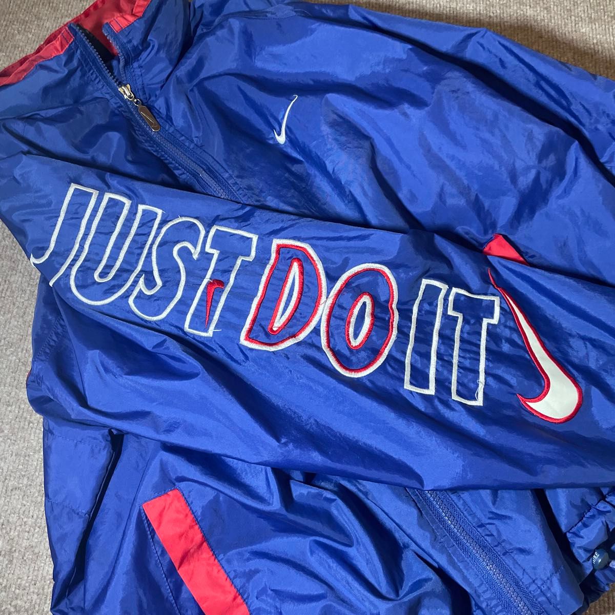 Nike ナイロン上下セット M 青 JUST DO IT ビンテージ ナイキ