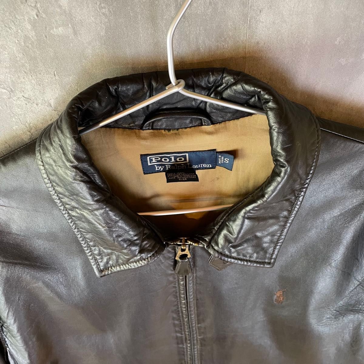 90's】Polo Ralph Lauren レザージャケット スイングトップ ブラック