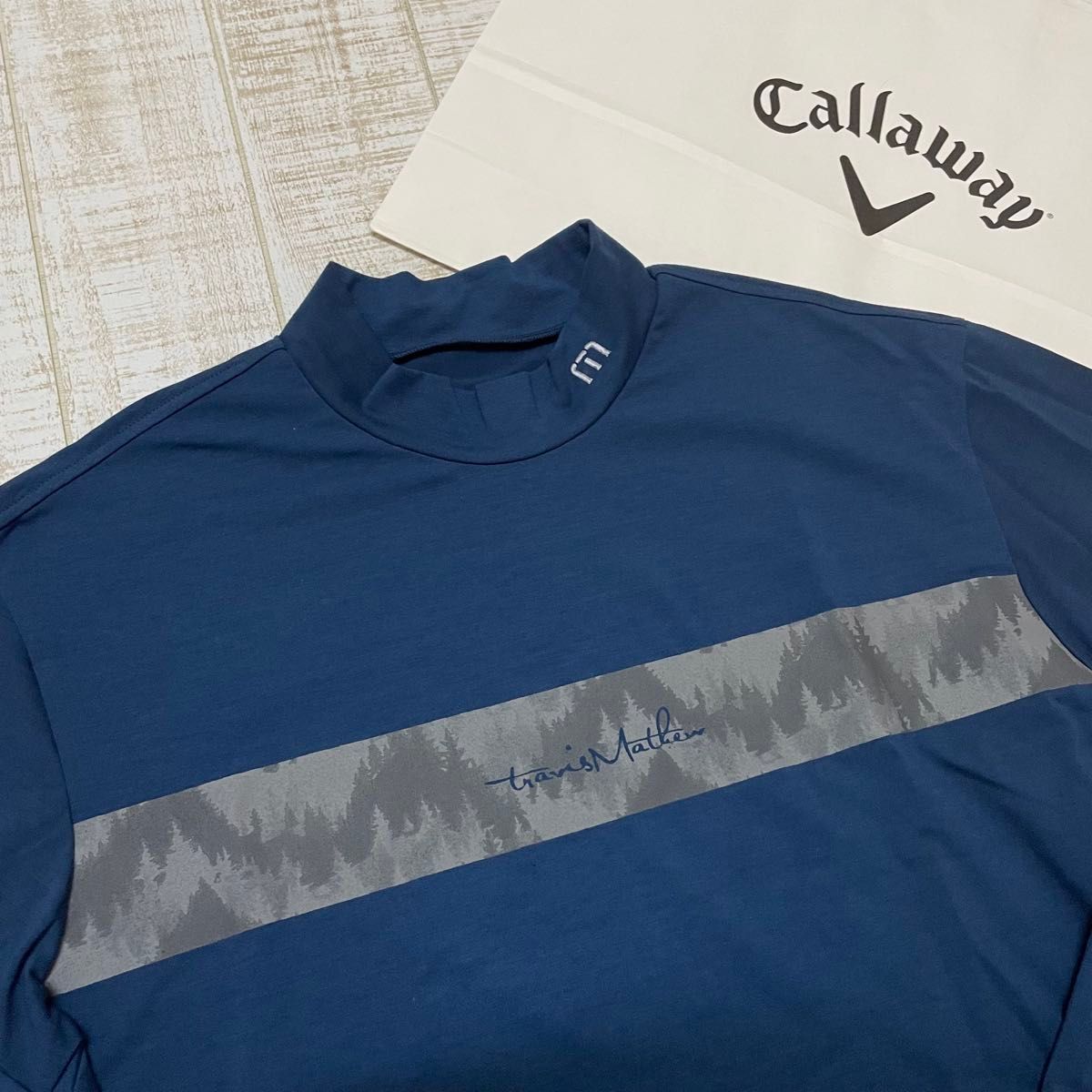 新品 キャロウェイ トラヴィスマシュー モック 胸ライン ネイビー XL