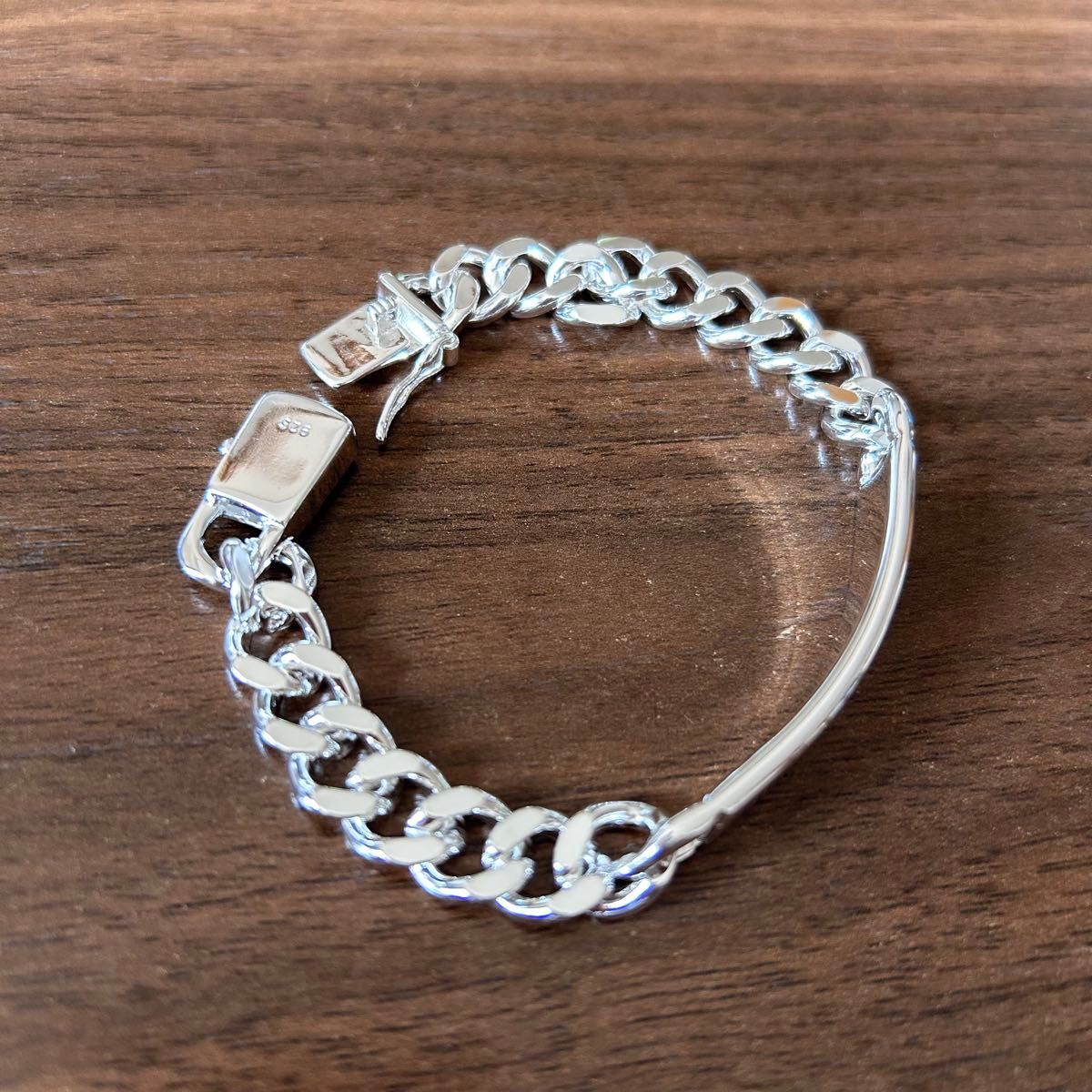 バングル ブレスレット シルバー925 プレート 極太チェーン メンズ