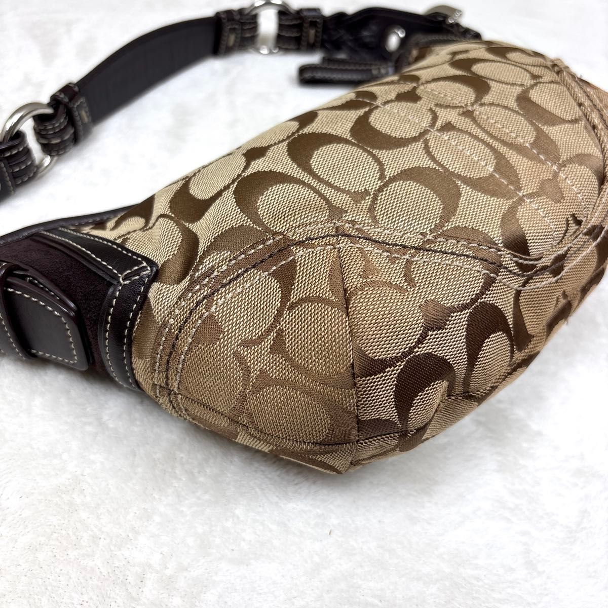 COACH コーチ シグネチャー ワンショルダー ハンドバッグ ブラウン