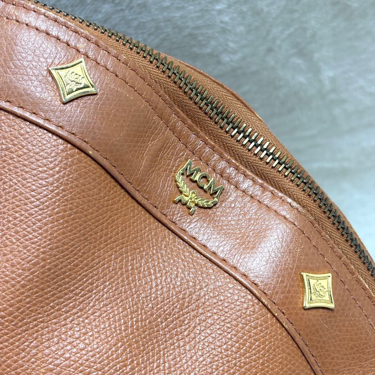 MCM エムシーエム ボストンバッグ ハンドバッグ ブラウン レザー