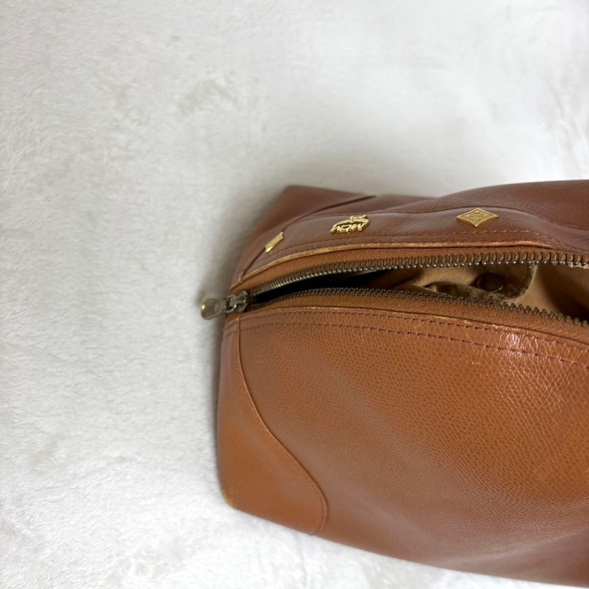 MCM エムシーエム ボストンバッグ ハンドバッグ ブラウン レザー