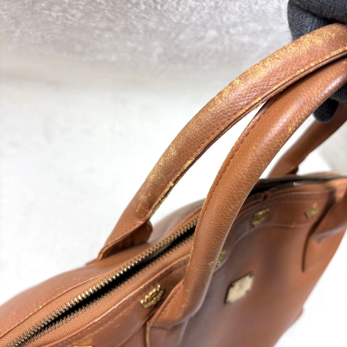 MCM エムシーエム ボストンバッグ ハンドバッグ ブラウン レザー