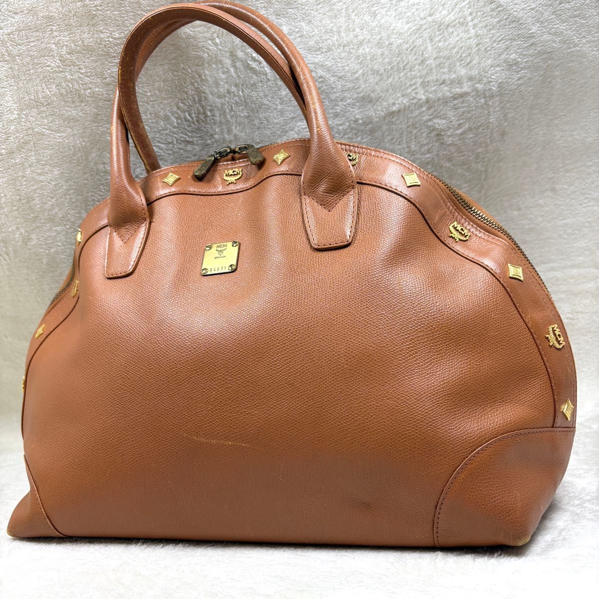 MCM エムシーエム ボストンバッグ ハンドバッグ ブラウン レザー