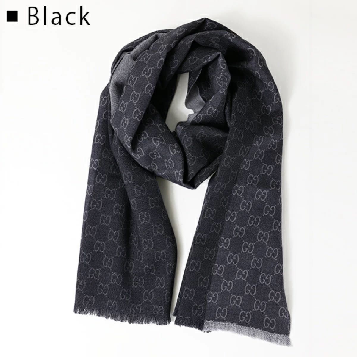 GUCCI グッチ GG柄 リバーシブル マフラー ウール カシミヤ シルク