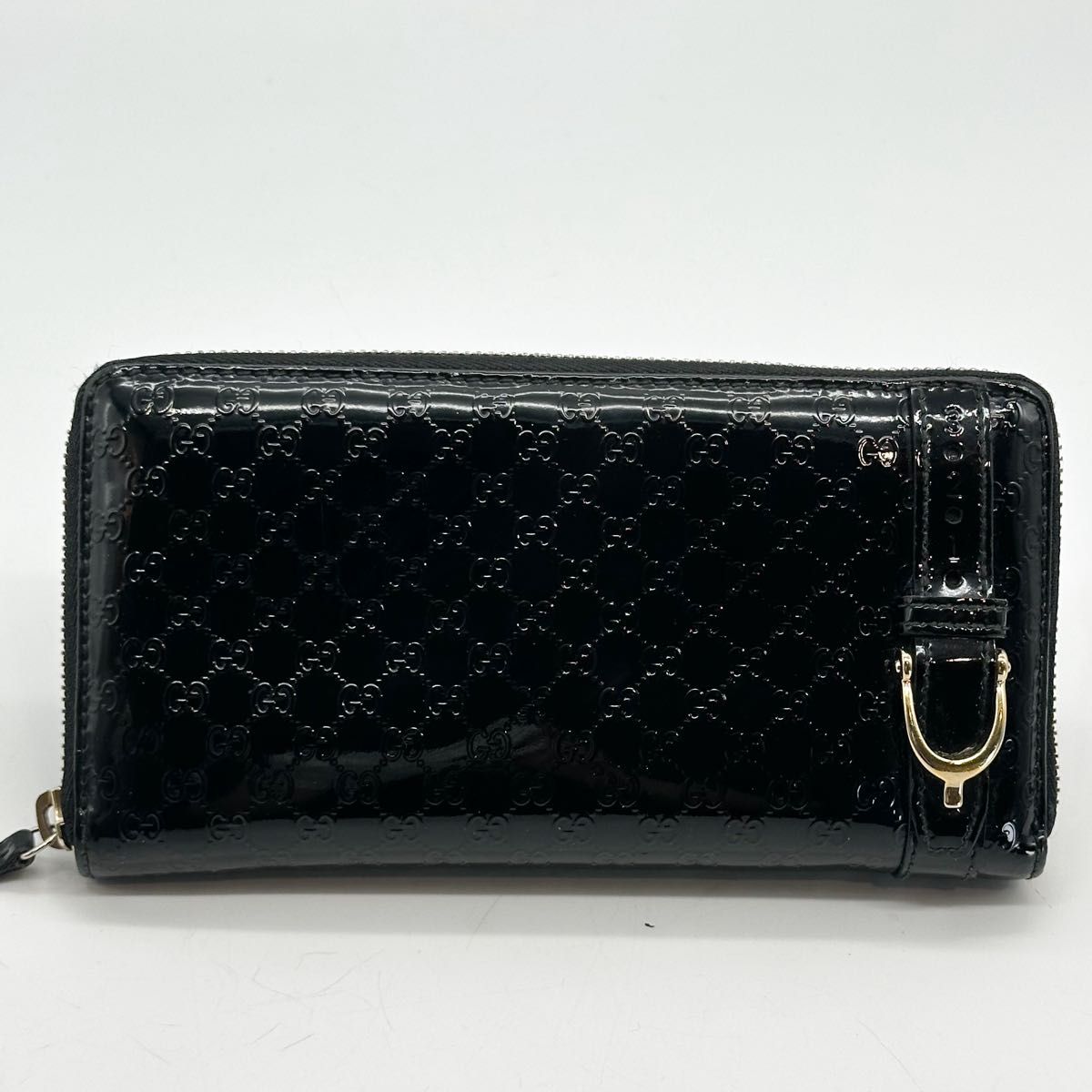 グッチ ラウンドファスナー GUCCI 長財布 ブラック シマ GG インター
