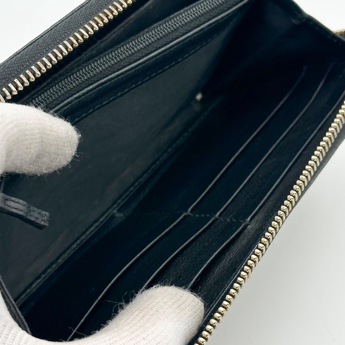 グッチ ラウンドファスナー GUCCI 長財布 ブラック シマ GG インター