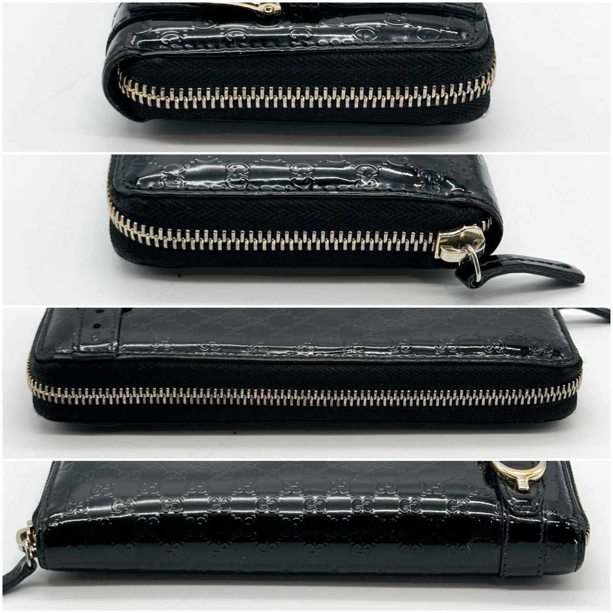 グッチ ラウンドファスナー GUCCI 長財布 ブラック シマ GG インター