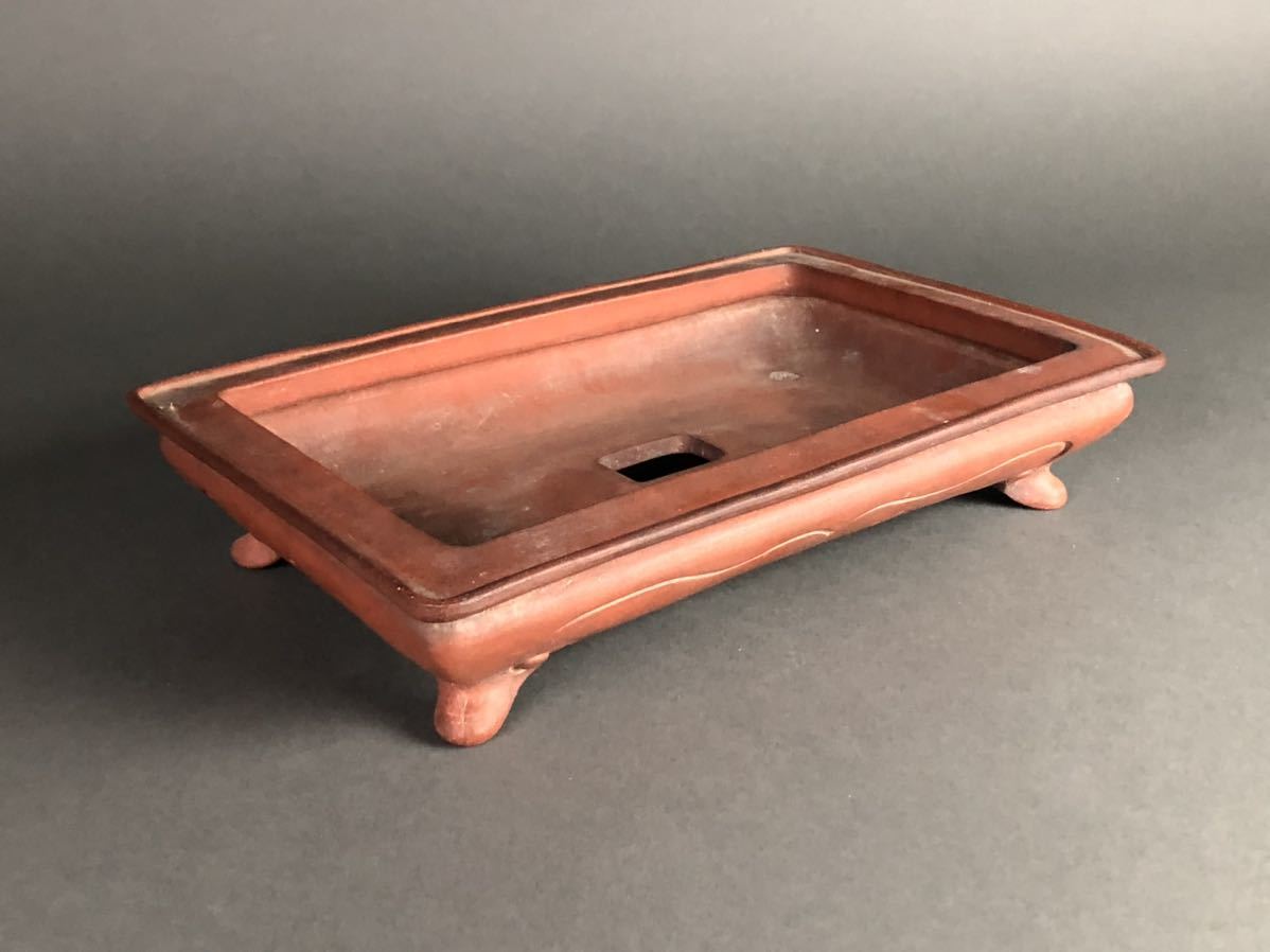 盆栽鉢一陶園 常滑盆栽鉢、朱泥、植木鉢 b16) 小品 盆栽鉢 一