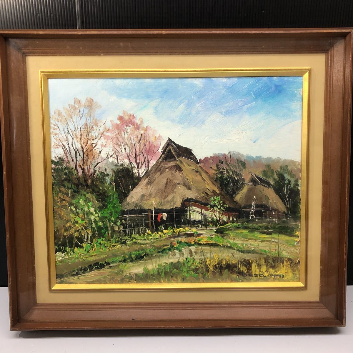 Yahoo!オークション - 尾身周三 「秩父民家」8号 油彩画 油絵 風景画