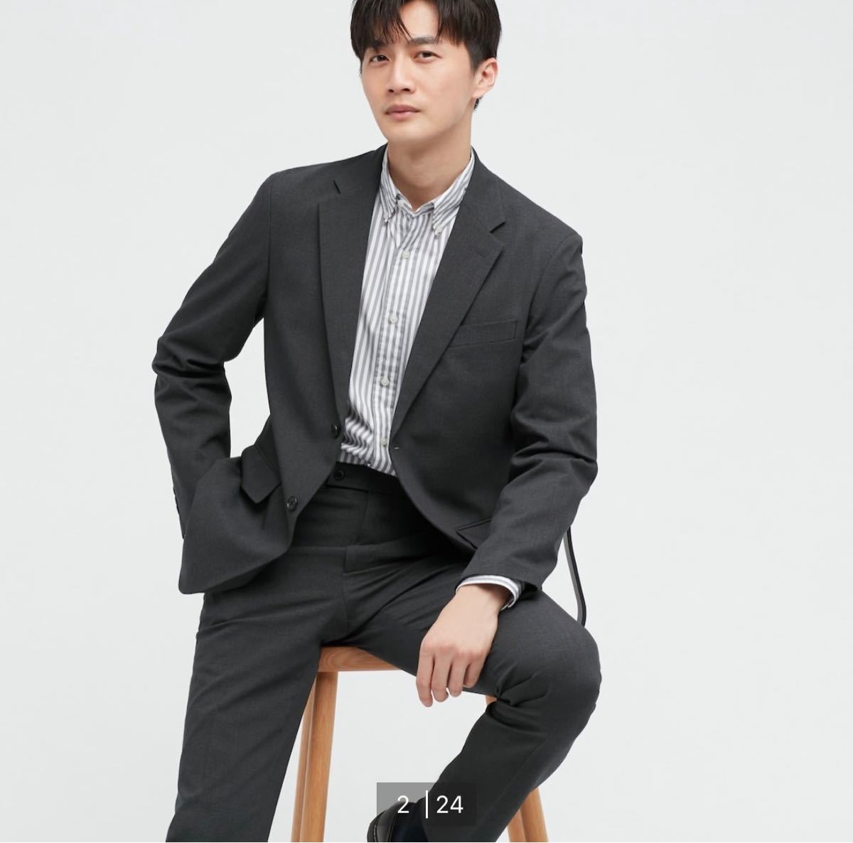 新品タグ付き ユニクロ 感動パンツ 感動ジャケット ダークグレー