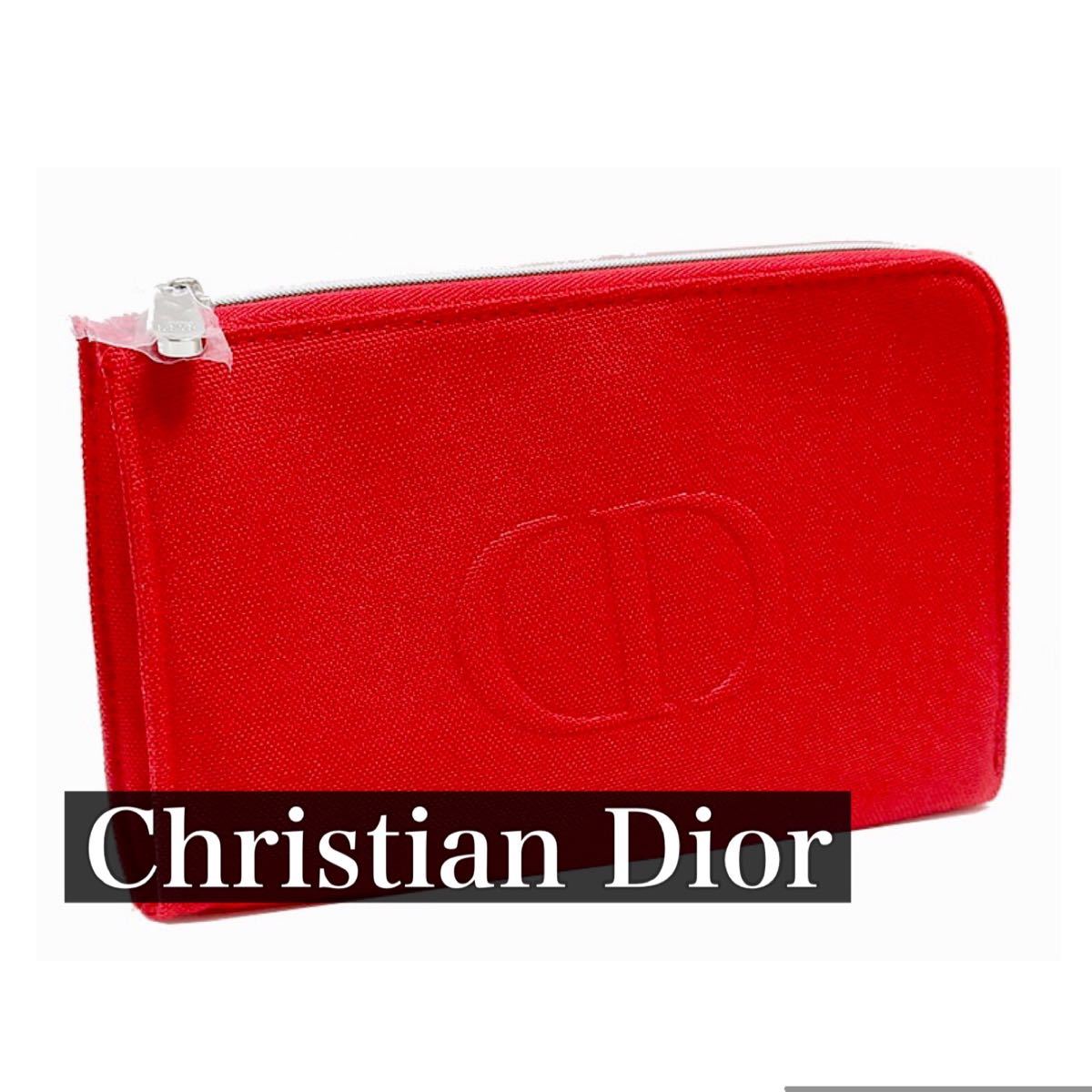 Dior ディオール レッド フラット 綿 ポーチ ノベルティ 赤 コスメ