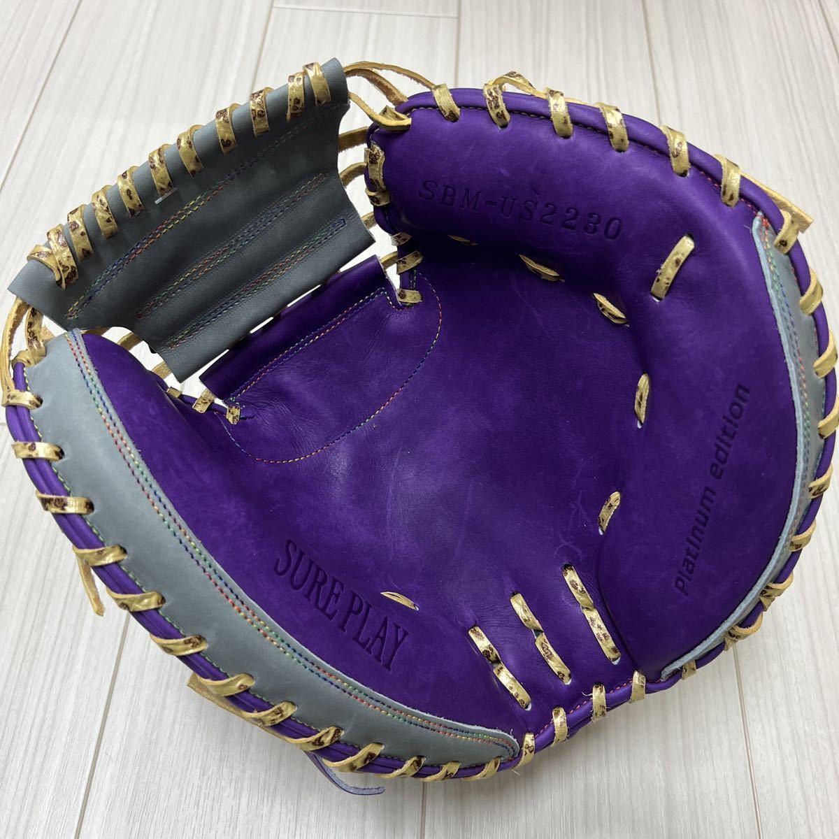 シュアプレイ 軟式キャッチャーミット(限定) パープル×グレー 右投げ