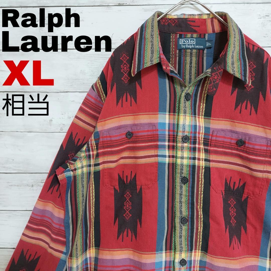 q82 ポロラルフローレン ネイティブ柄長袖シャツ マルチカラー 両胸
