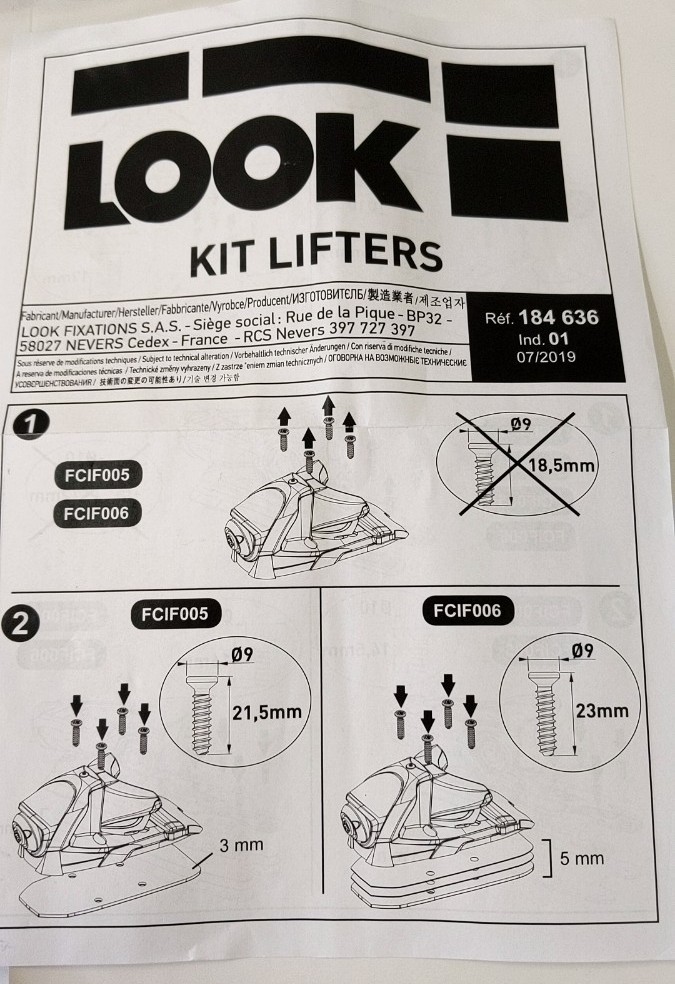 LOOK】選手用PX18/SPX15用 ロッカーレースブロック リフターキット