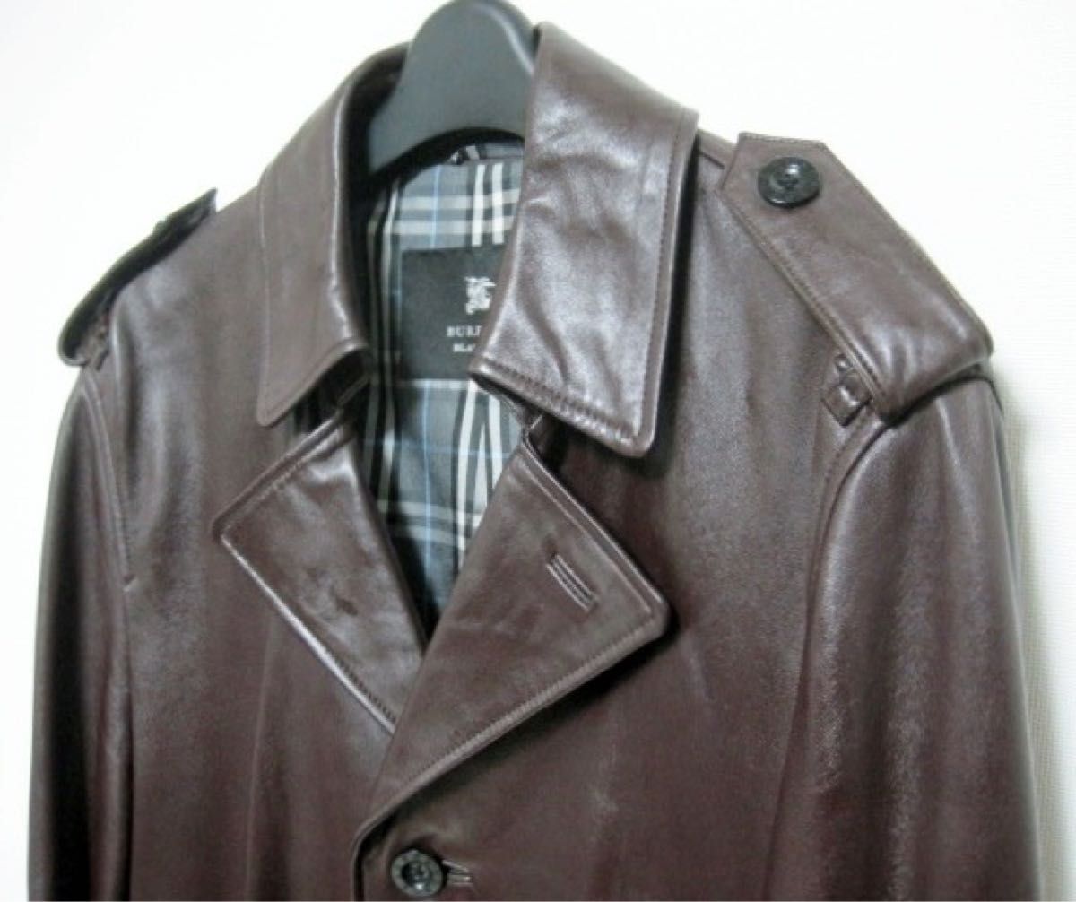 極美品 キムタク着BURBERRY BLACK LABEL 希少ラムレザー トレンチ