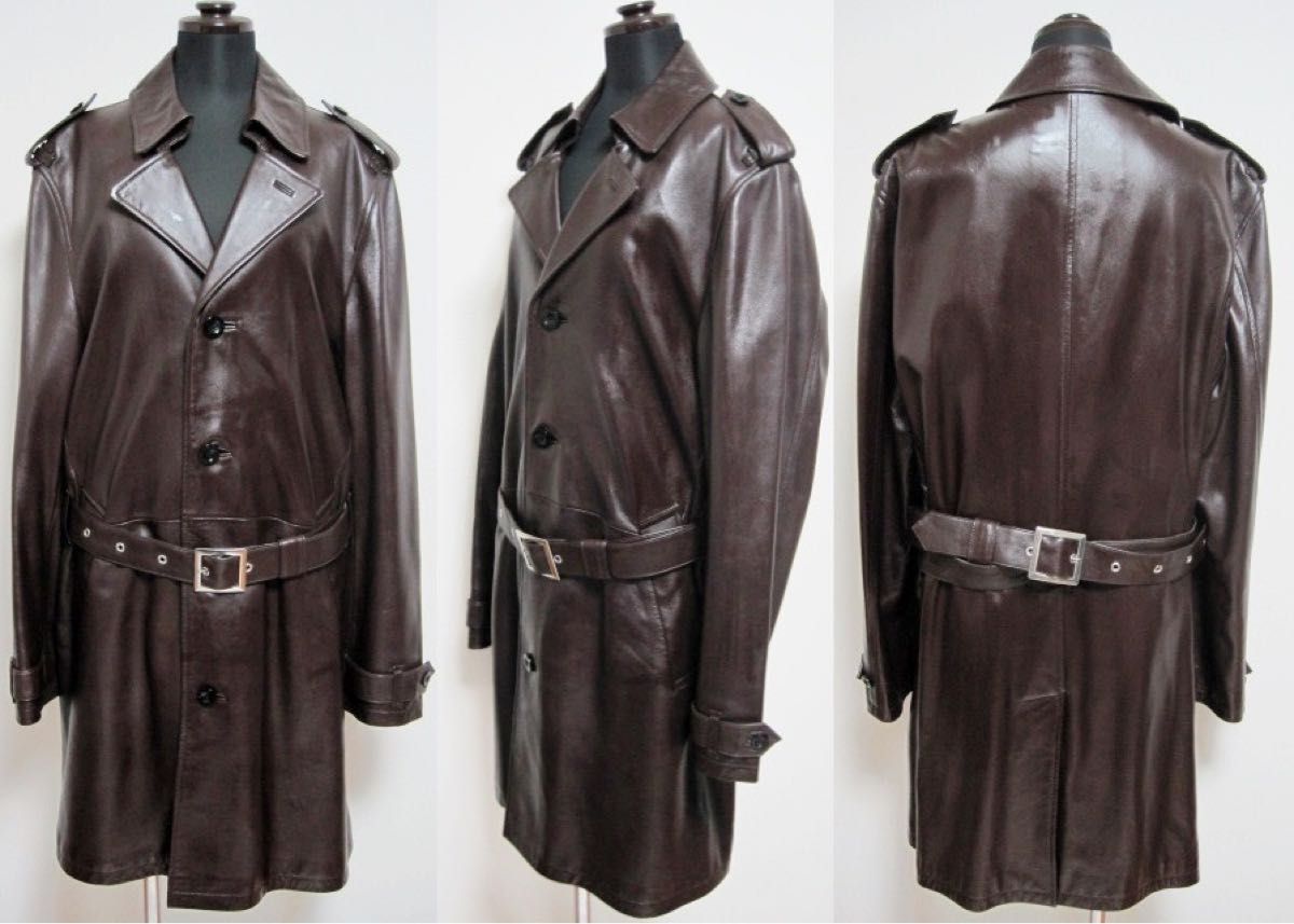 極美品 キムタク着BURBERRY BLACK LABEL 希少ラムレザー トレンチ