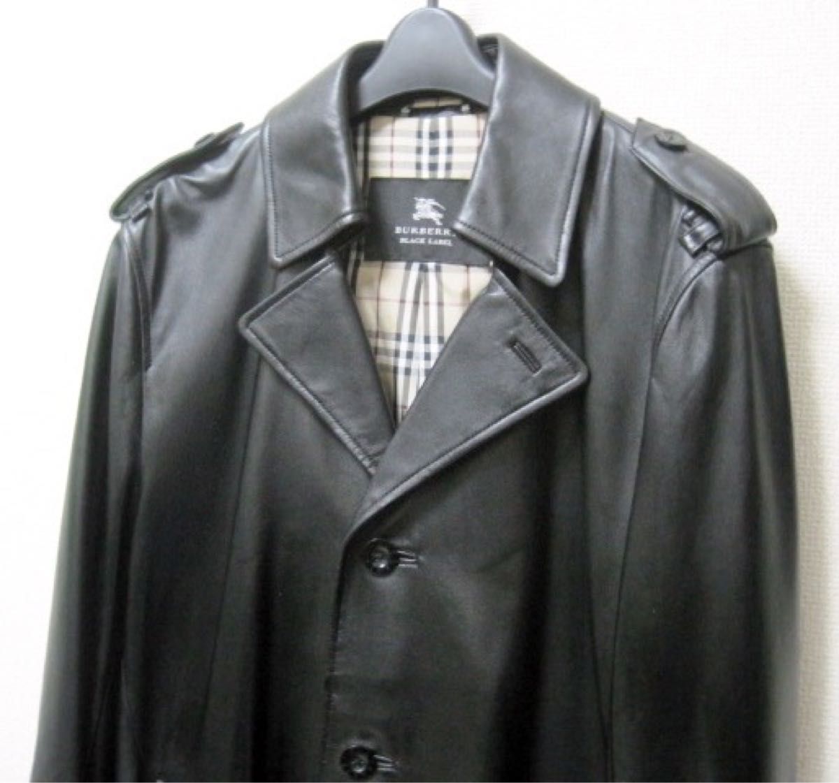 極美品 キムタク着BURBERRY BLACK LABEL 希少ラムレザー トレンチ