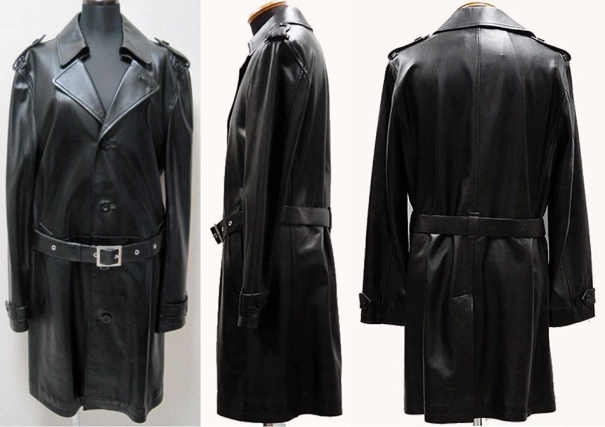 極美品 キムタク着BURBERRY BLACK LABEL 希少ラムレザー トレンチ