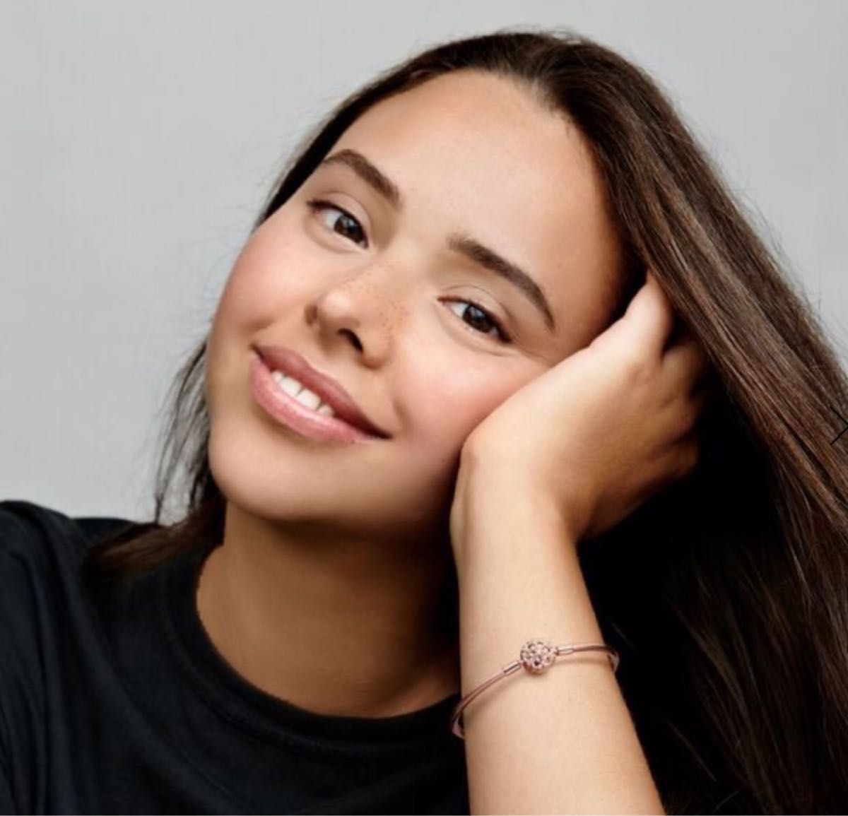 新品未使用 Pandora 14kローズゴールド バングル ブレスレット 雪の