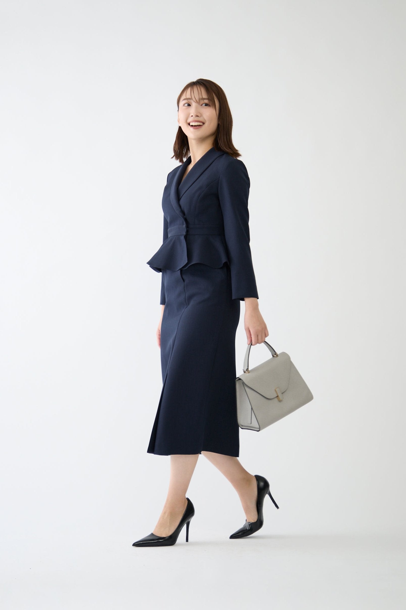 Cheer up peplum dress (Navy) – Audire