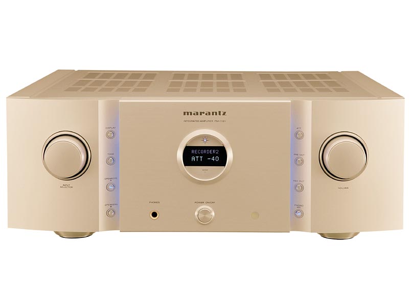 マランツ、フロントパネルが青く光るプリメインアンプ