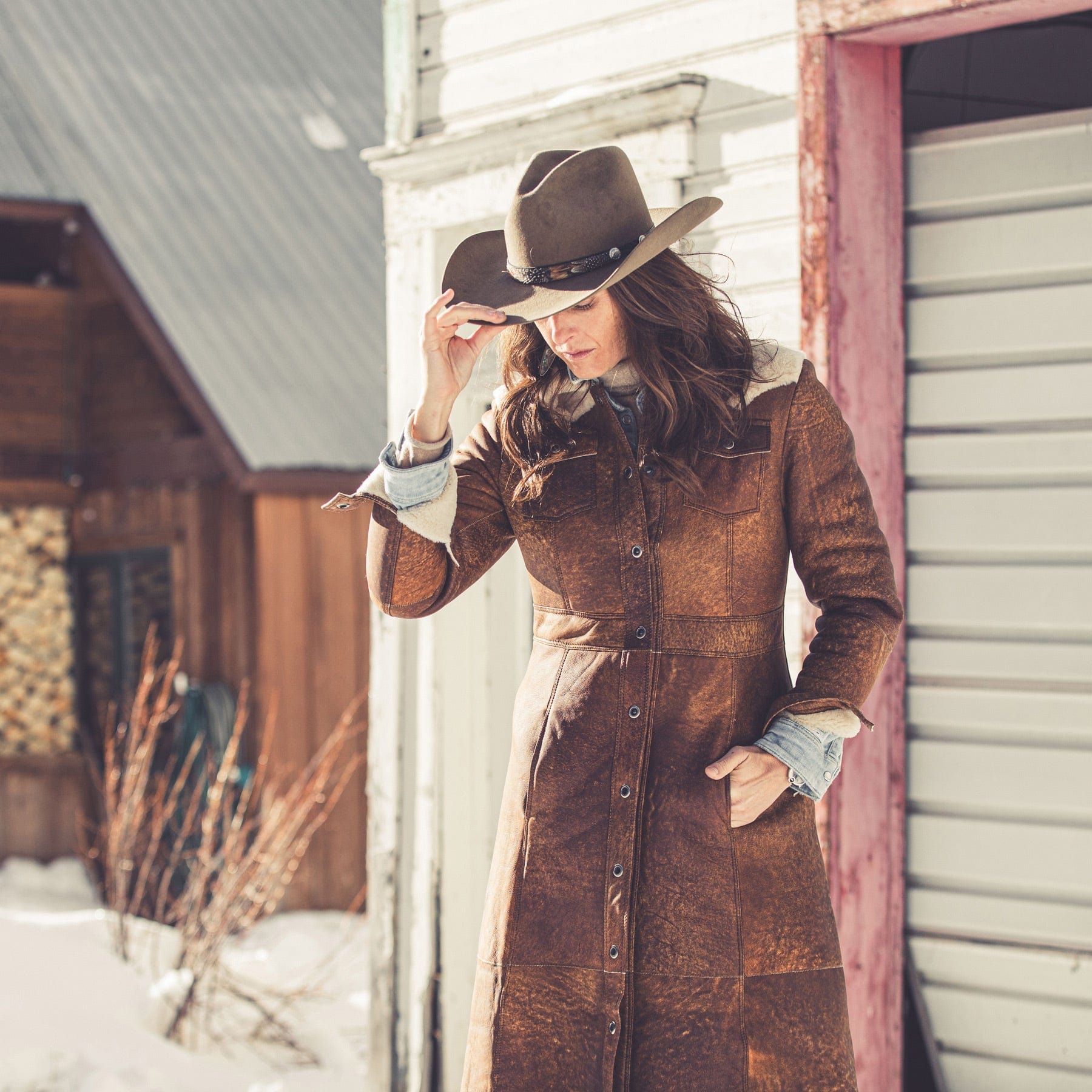 rokh / button detail leather coat rokh / button detail leather
