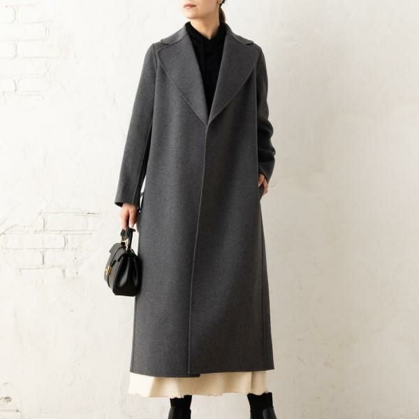 マックスマーラ コート ポルド ベルト付き グレー レディース Max Mara