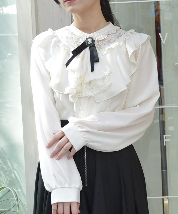 Frill Blouse with Jabot Brooch – axes femme from JAPAN