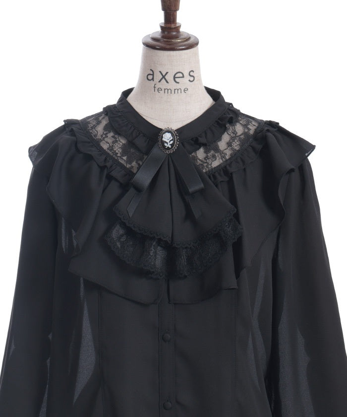 Frill Blouse with Jabot Brooch – axes femme from JAPAN
